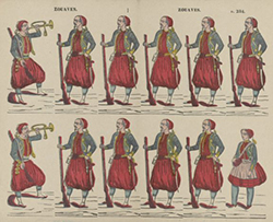 Tuterdetuut: alle soldaten in het gelid. 12 Zoeaven (Franse militairen) met een geweer en een pofbroek.